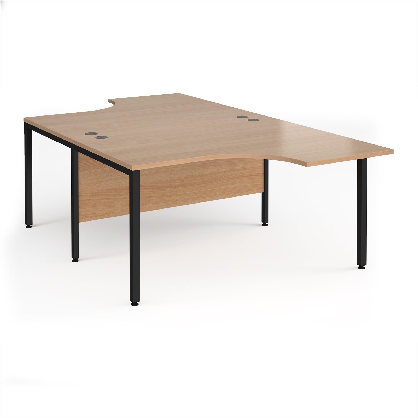Maestro 25 bench back to back ergonomic desks — Beech