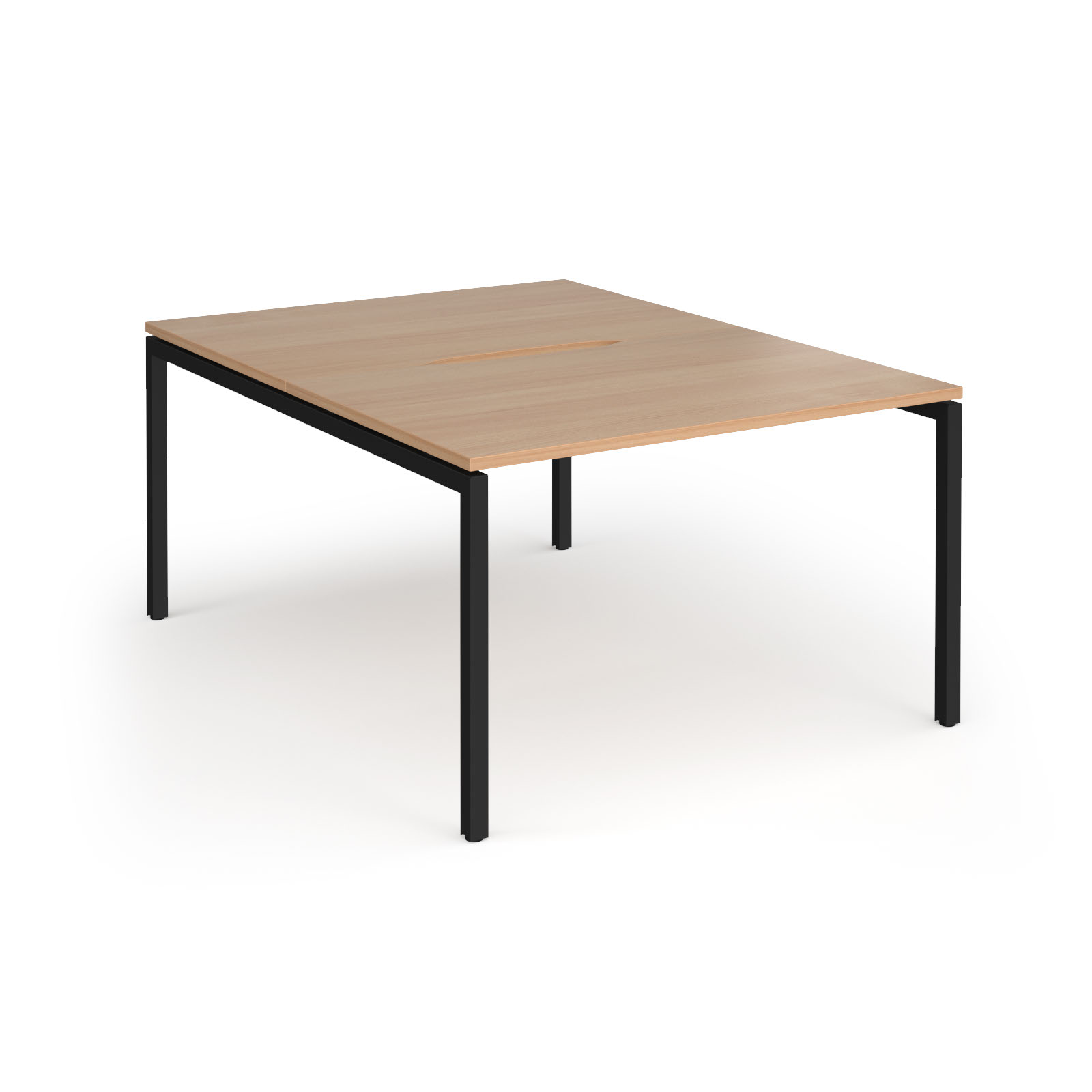 Connex Plus Goal Post back to back desks 1600mm deep — Beech