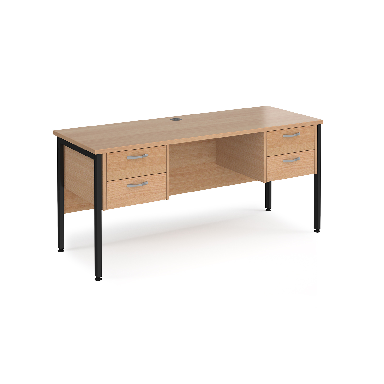 Maestro 25 H-Frame 600mm deep desk with 2 x 2 drawer peds — Beech