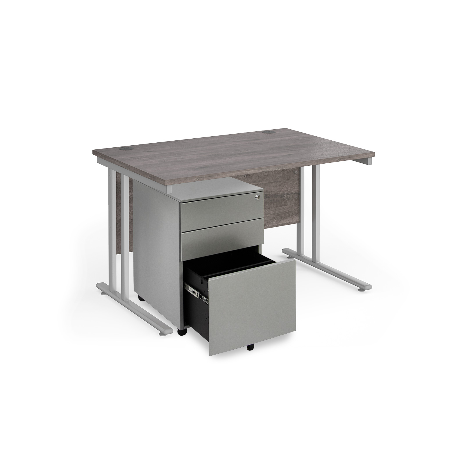 Maestro 25 bundle straight 1200 desk with 3 drawer pedestal — Beech