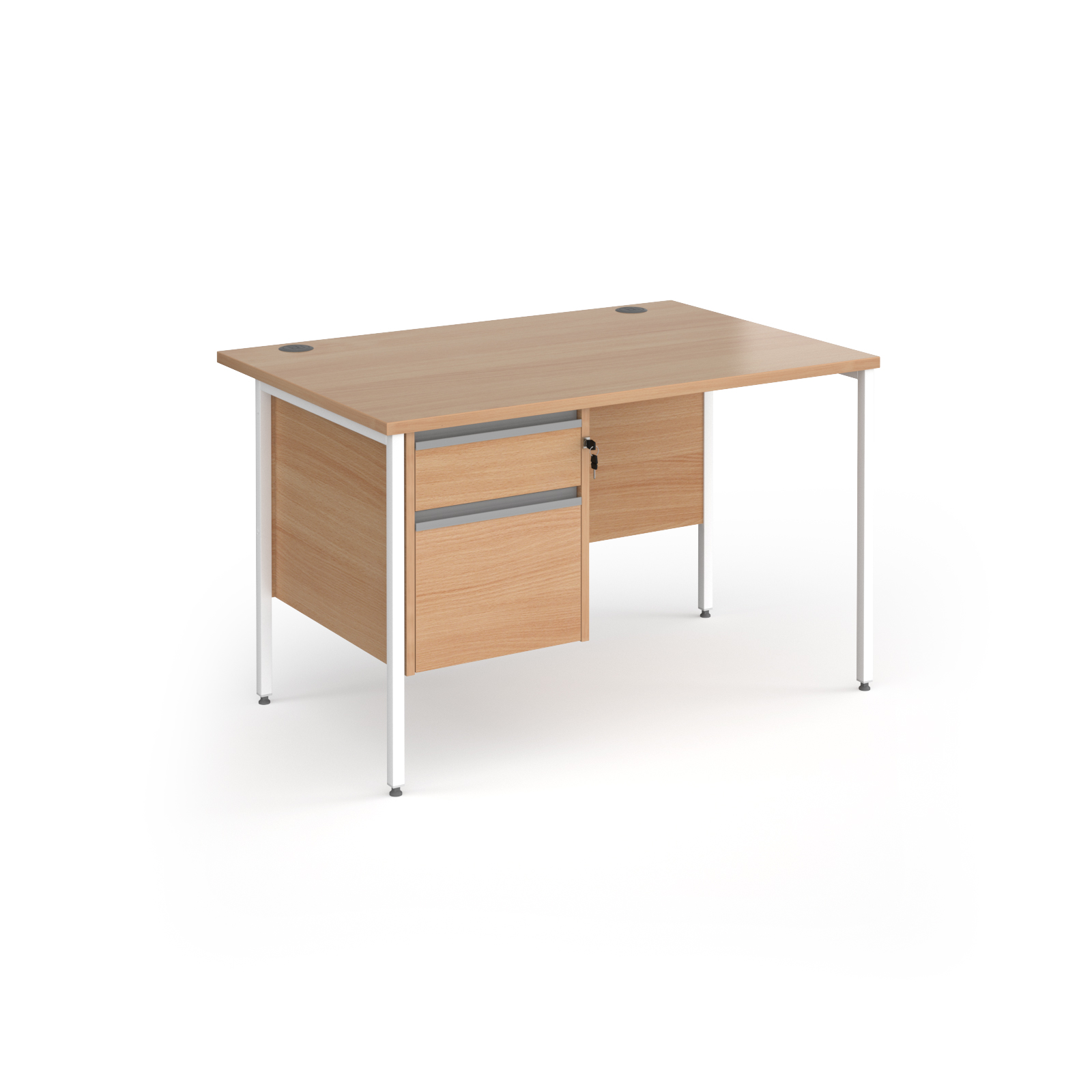 Contract 25 H-Frame straight desk with 2 drawer pedestal — Beech