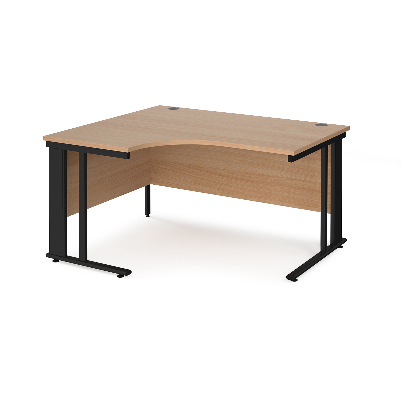 Maestro 25 cable managed left hand ergonomic desk — Beech