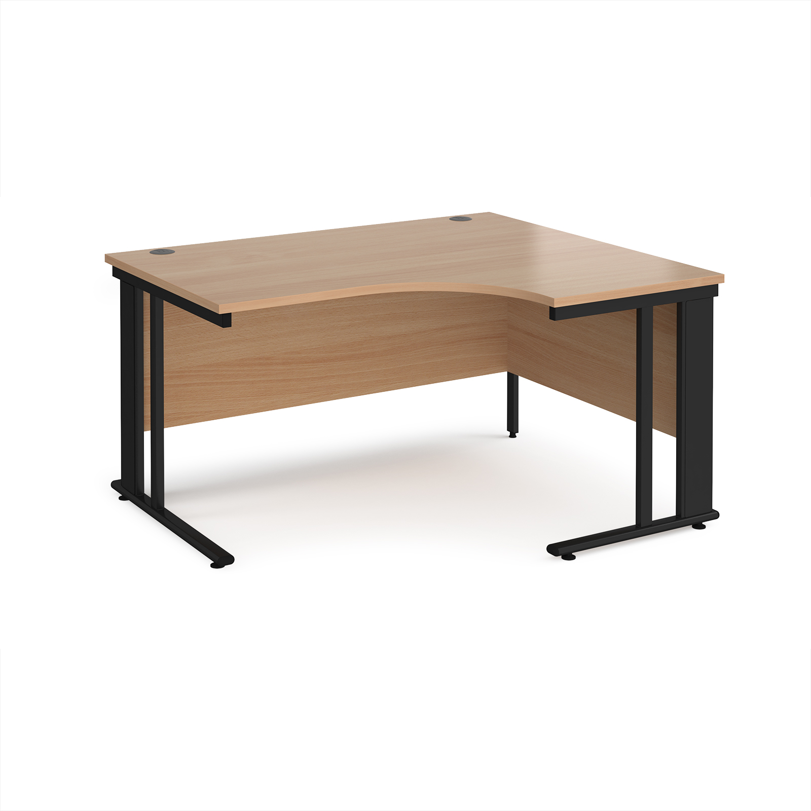 Maestro 25 cable managed right hand ergonomic desk — Beech