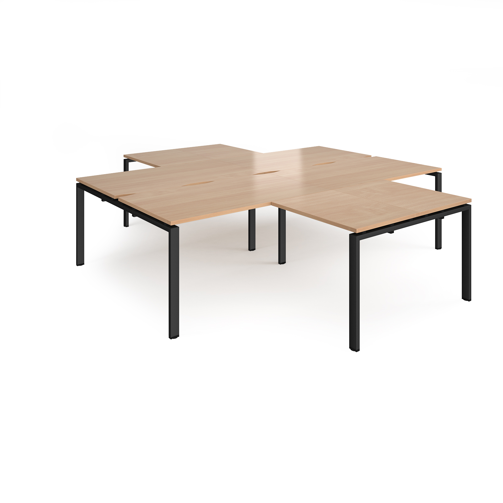 Adapt 4 desk cluster with returns — Beech