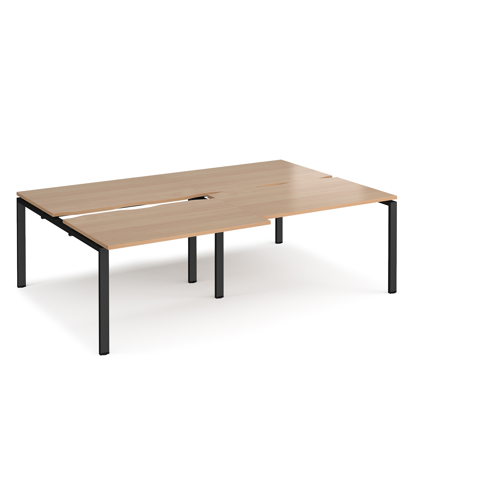 Adapt sliding top double B2B desks 1600mm deep — Beech