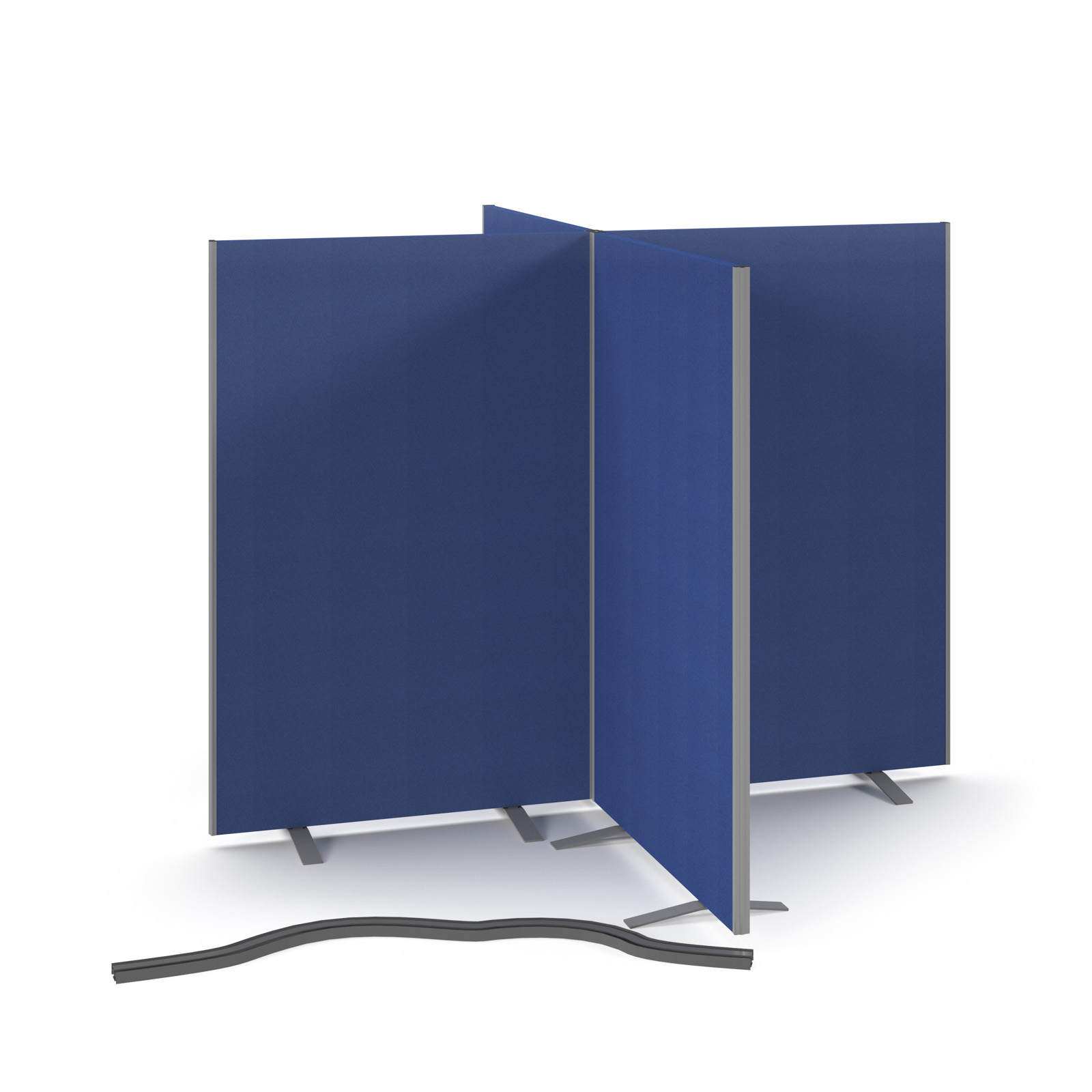 Floor standing fabric screen 4 way linking strip — Graphite