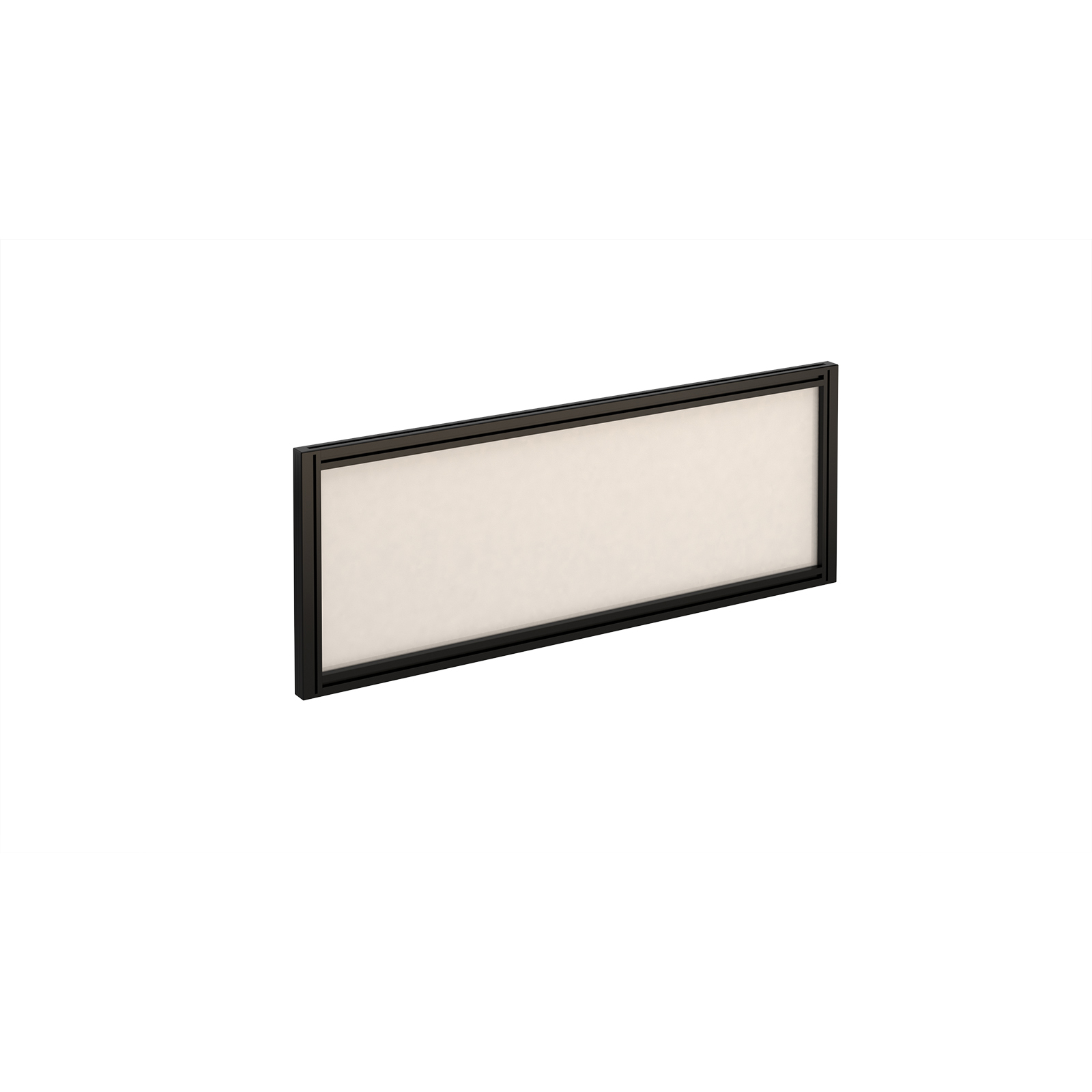 Straight glazed desktop screen with aluminium frame — Polar White