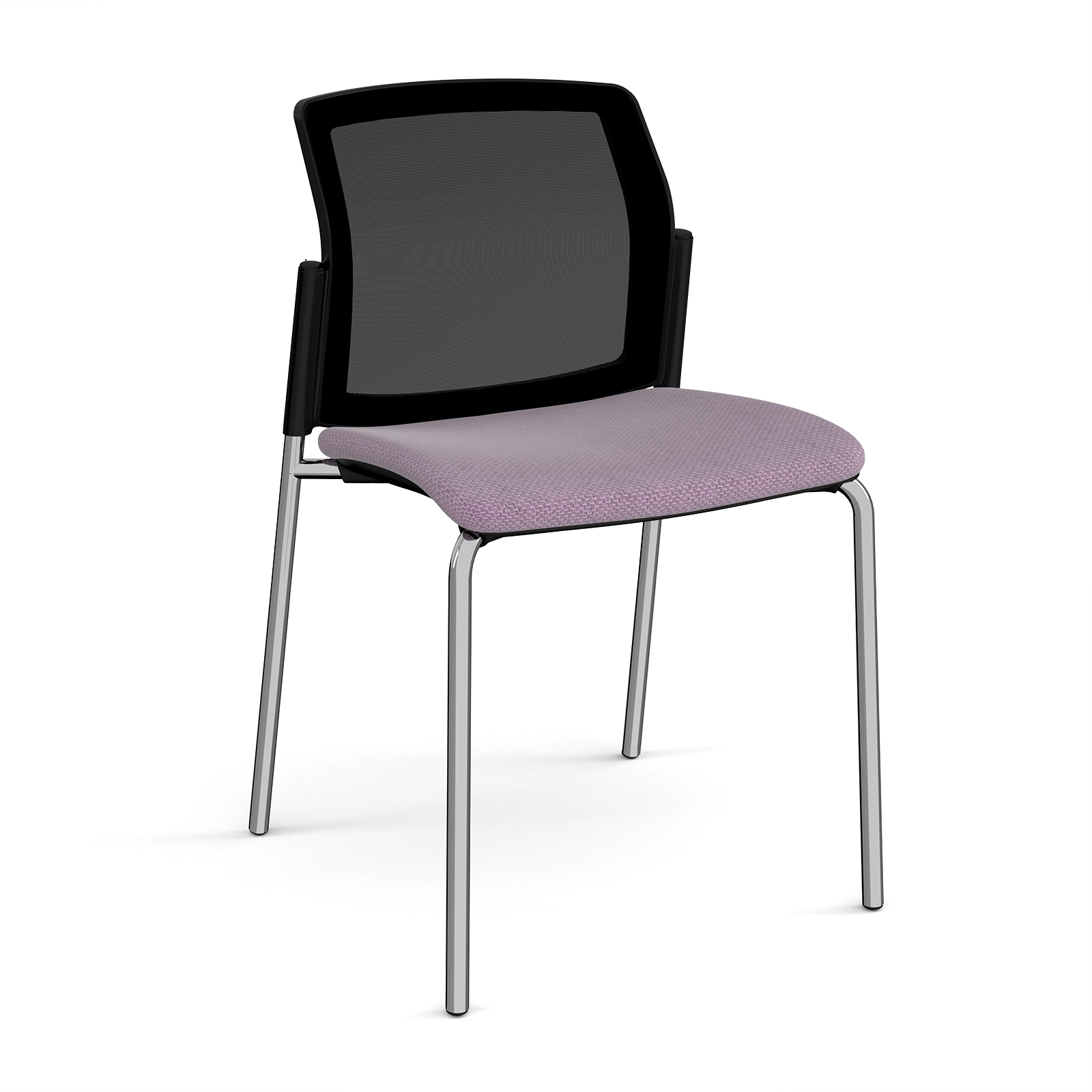 Santana 4 leg stacking chair with fabric seat and mesh back — Made to Order