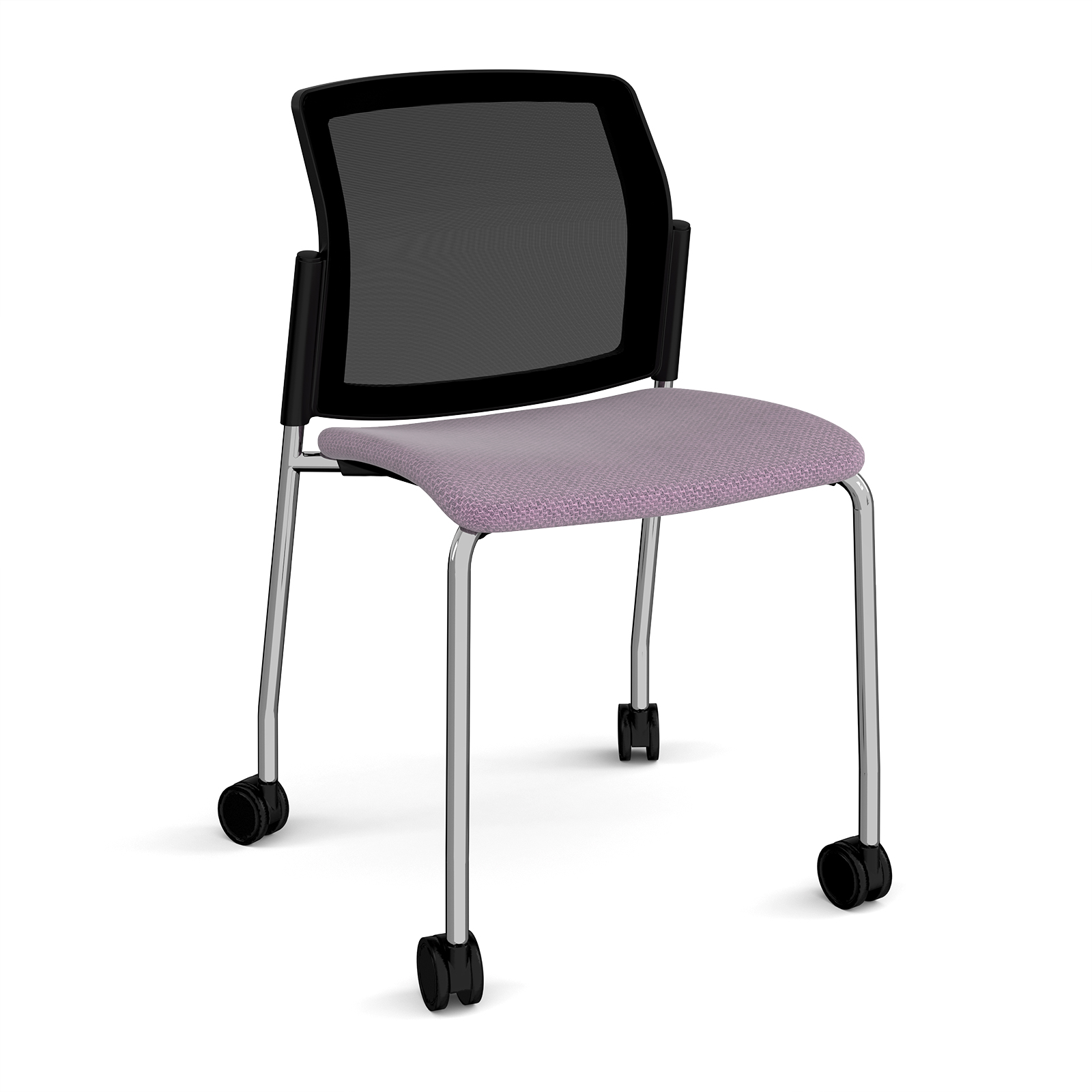 Santana 4 leg mobile chair with fabric seat and mesh back — Made to Order