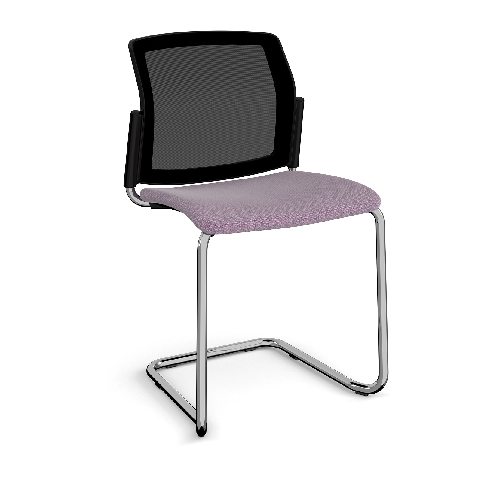 Santana cantilever chair with fabric seat and mesh back — Made to Order