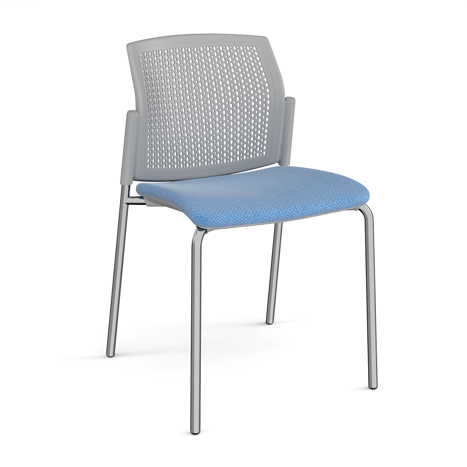 Santana 4 leg stacking chair with fabric seat and perforated back — Made to Order