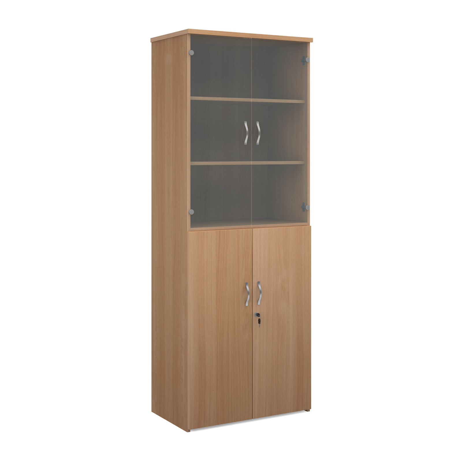 Universal combination unit with glass upper doors — Beech