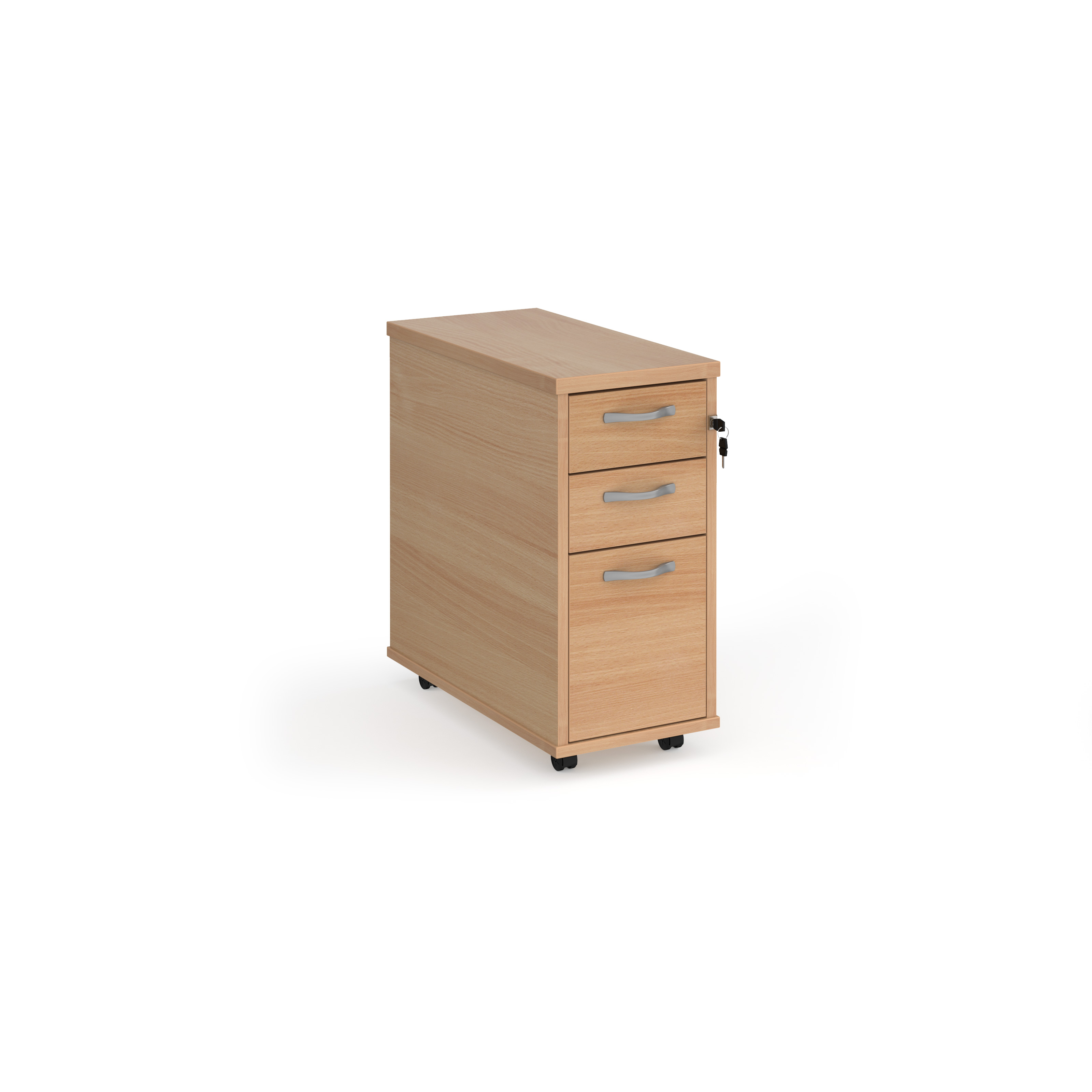 Tall mobile pedestal with silver handles — Beech