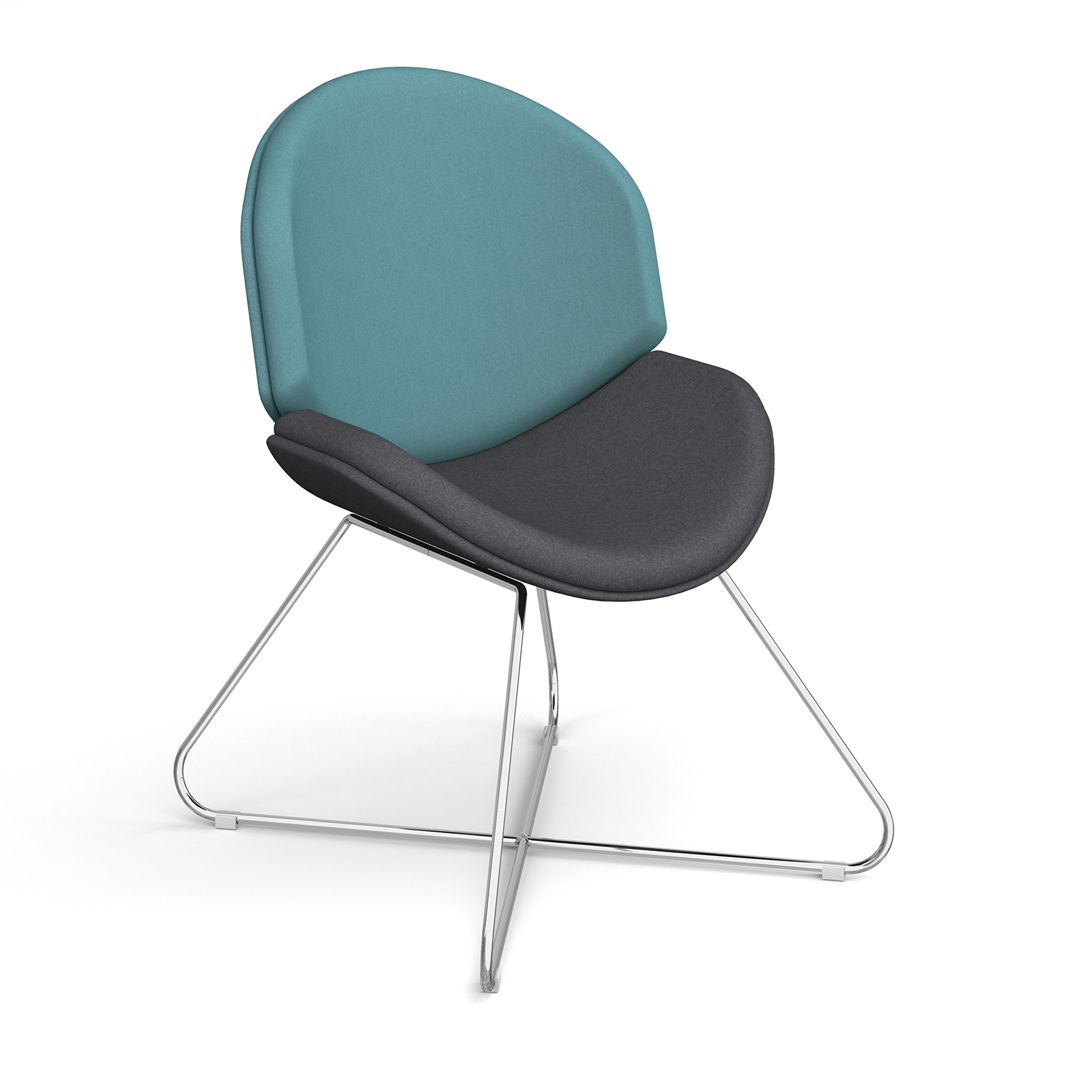 Shout fully upholstered criss-cross sled frame lounge chair — Made to Order
