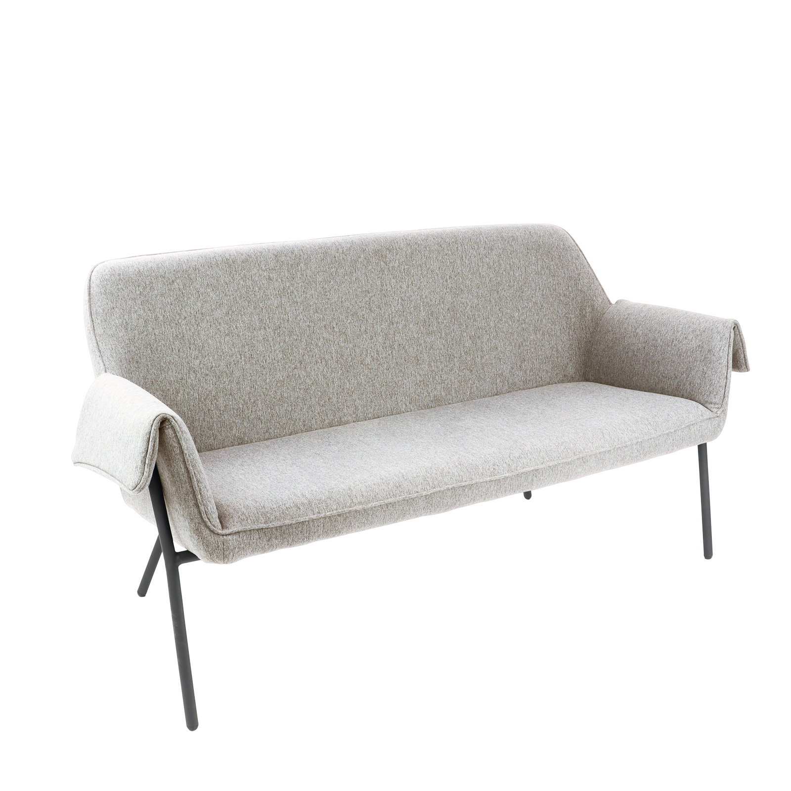 Liana two seater sofa with black metal frame - Light Grey — Light Grey