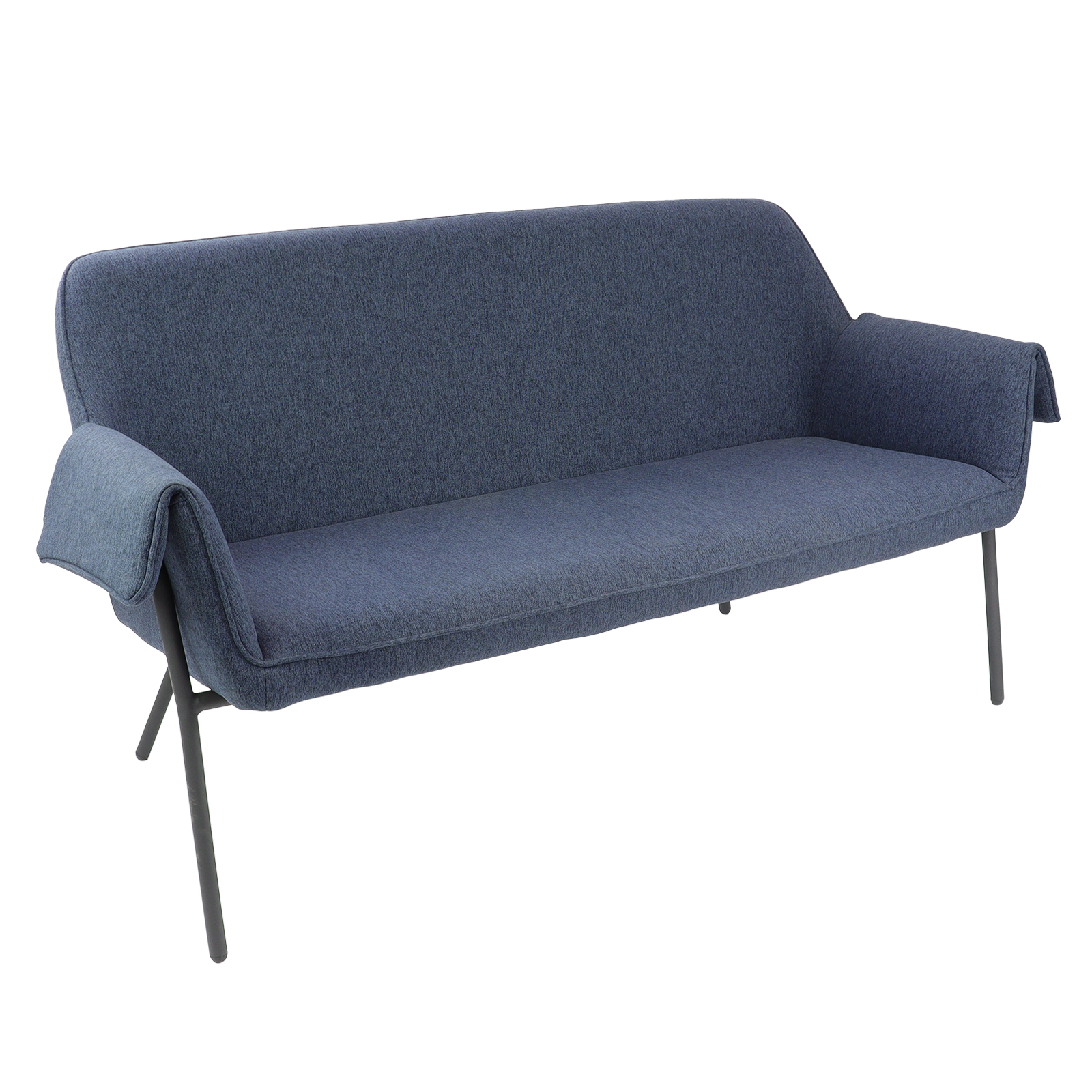 Liana two seater sofa with black metal frame - Mid-Blue — Mid-Blue
