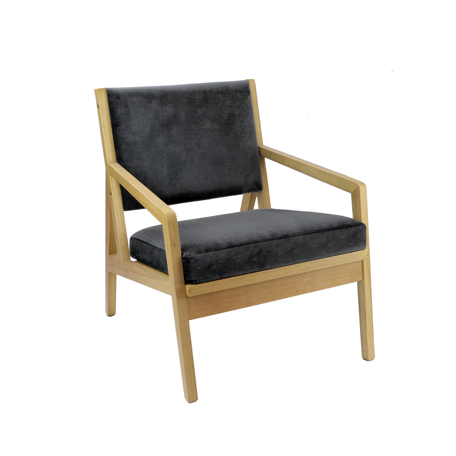 Hanna single seater sofa with wooden frame — Grey