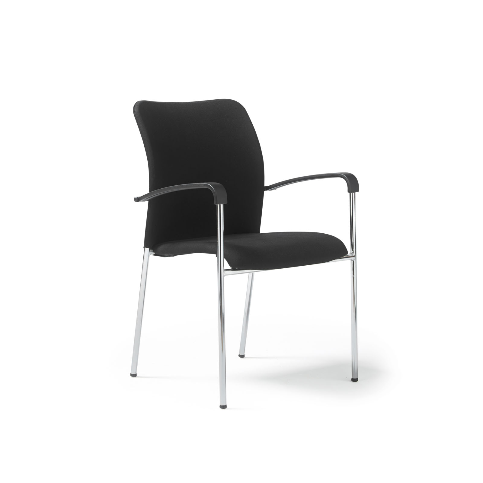 Tori 4 leg mesh back meeting chair with arms — Black