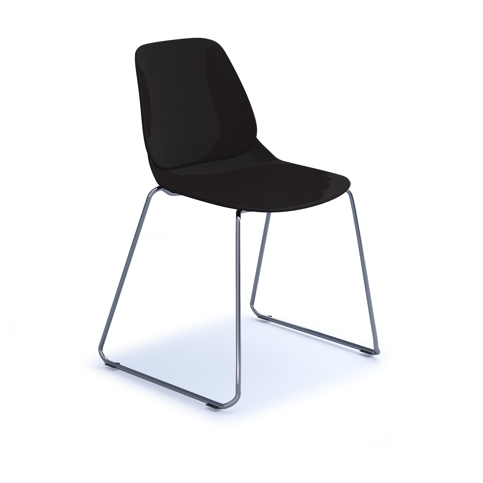 Strut multi-purpose chair with chrome sled frame — Black
