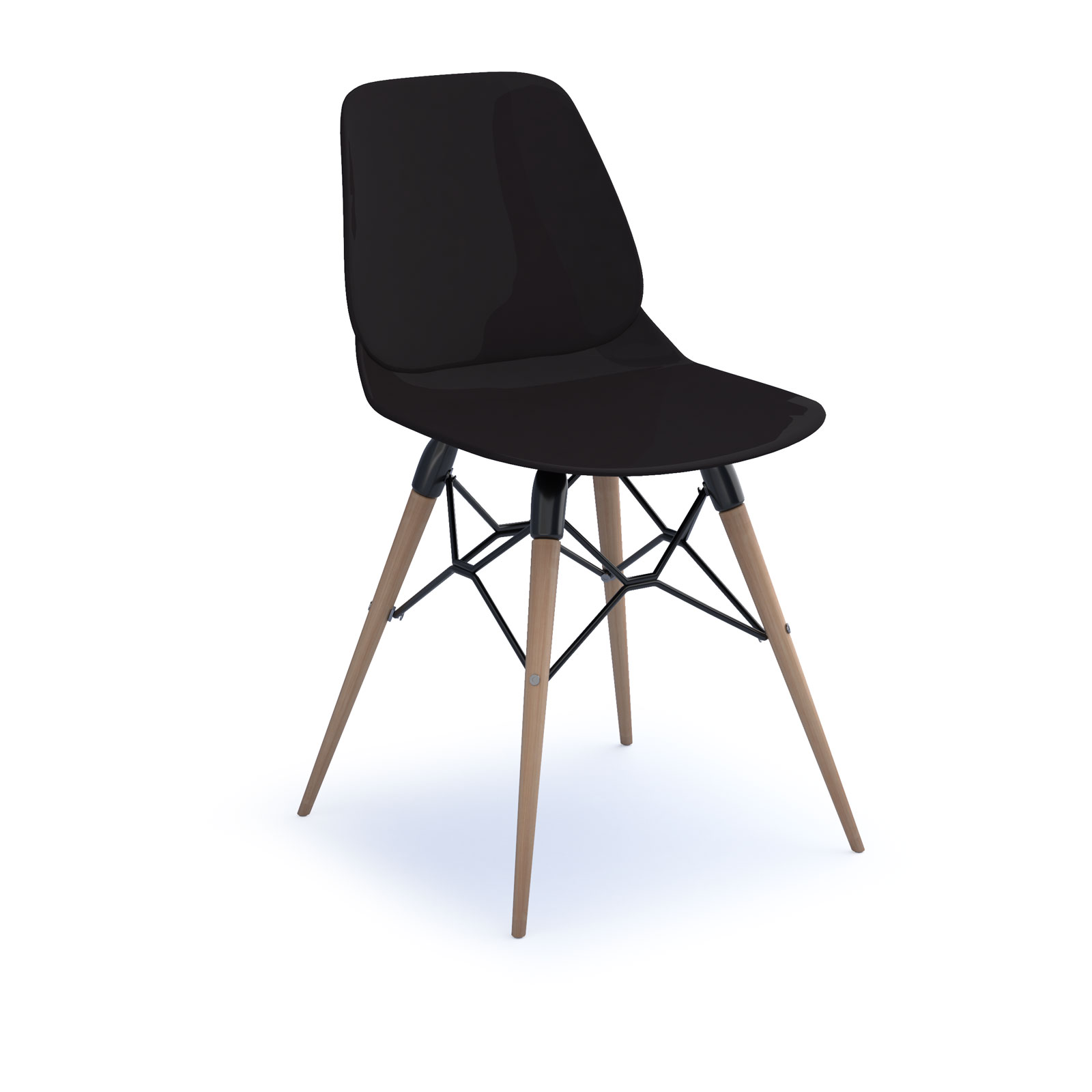Strut multi-purpose chair with natural oak frame — Black