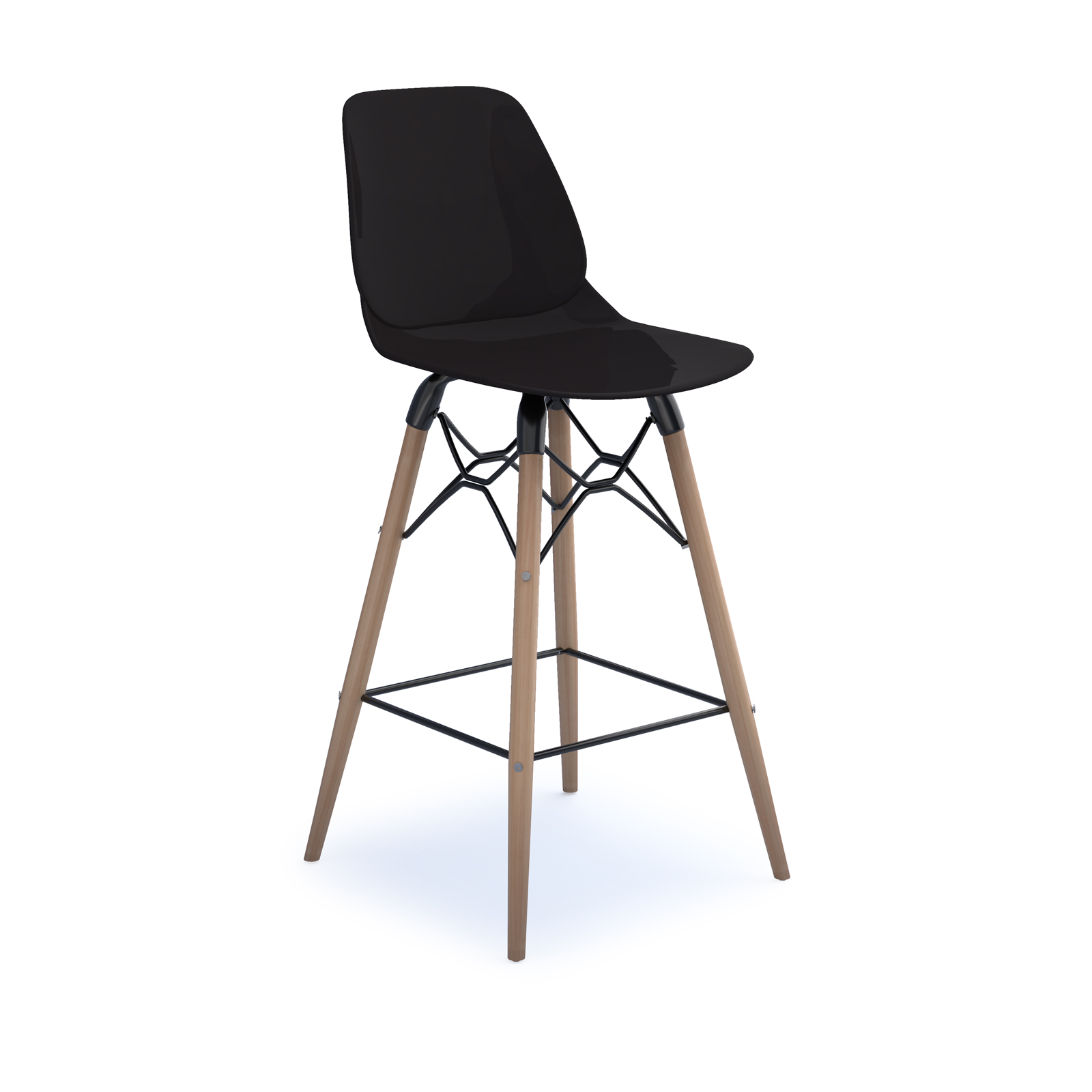 Strut multi-purpose stool with natural oak frame — Black