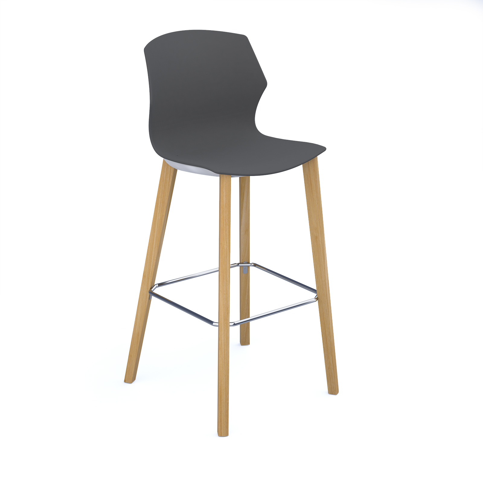 Roscoe high stool with wooden legs — Charcoal Grey