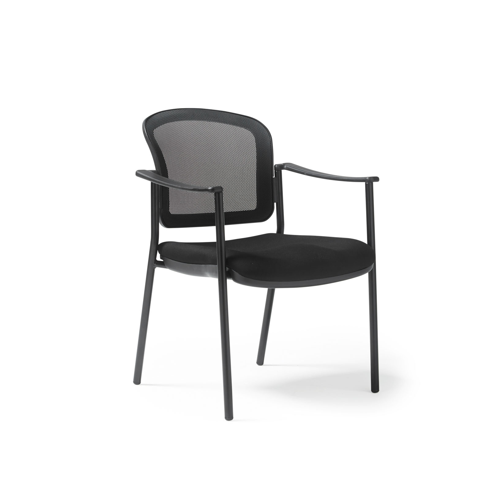 Joni 4 leg mesh back meeting chair with arms — Black
