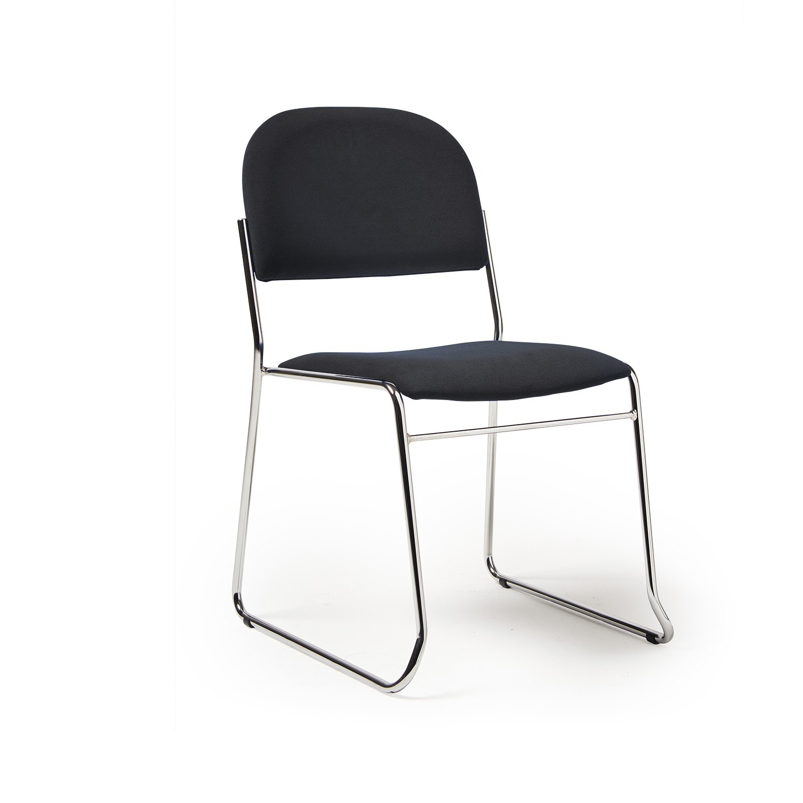 Multipurpose fabric stacking chair with chrome frame - Black — Black