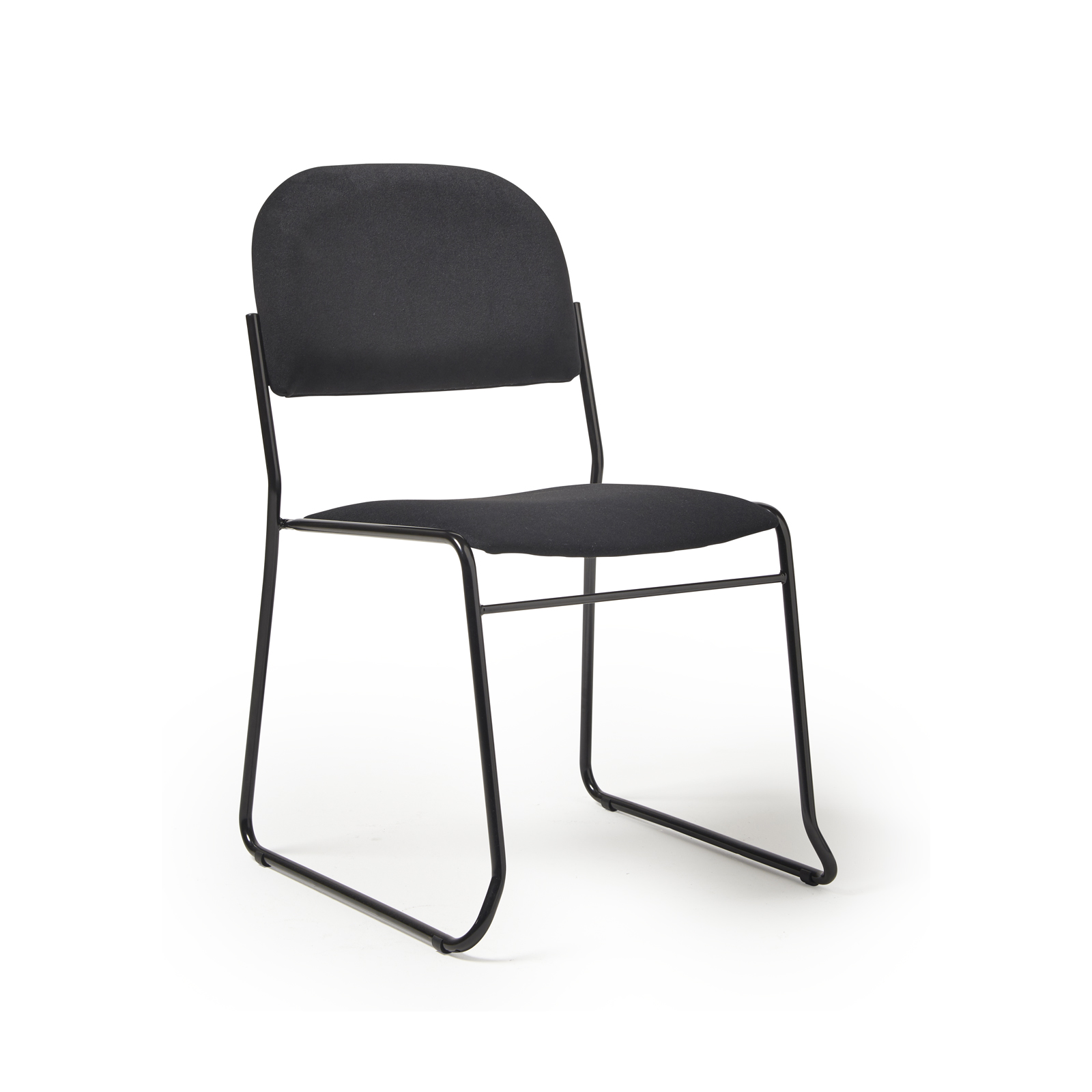 Multipurpose fabric stacking chair with chrome frame - Blue — Black