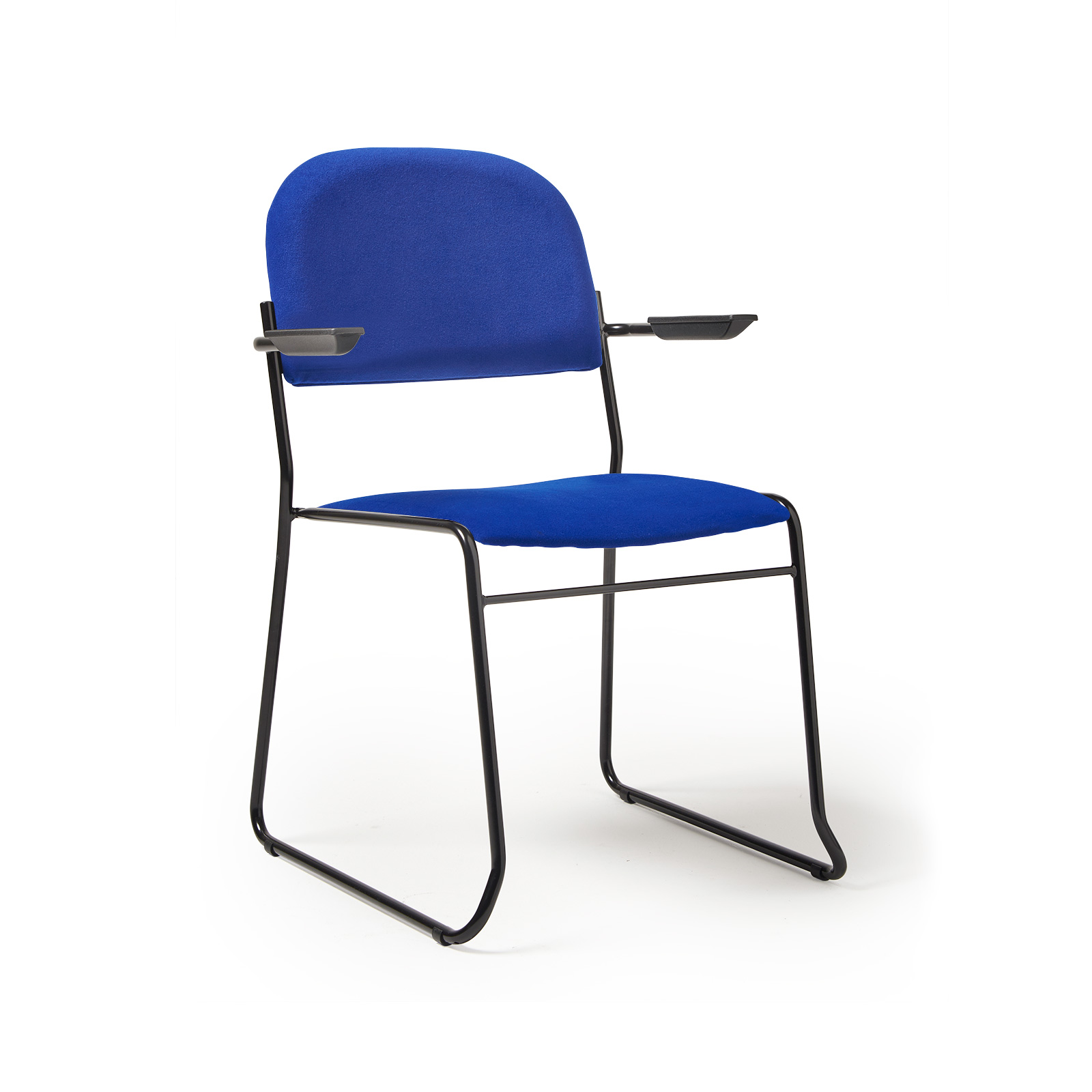 Multipurpose fabric stacking armchair with black frame — Blue