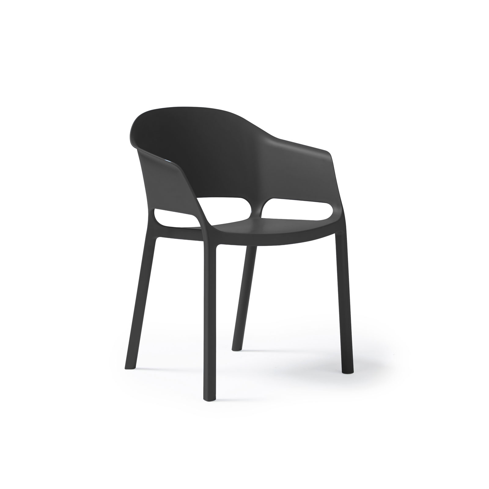 Contra one piece chair with integrated arms — Black