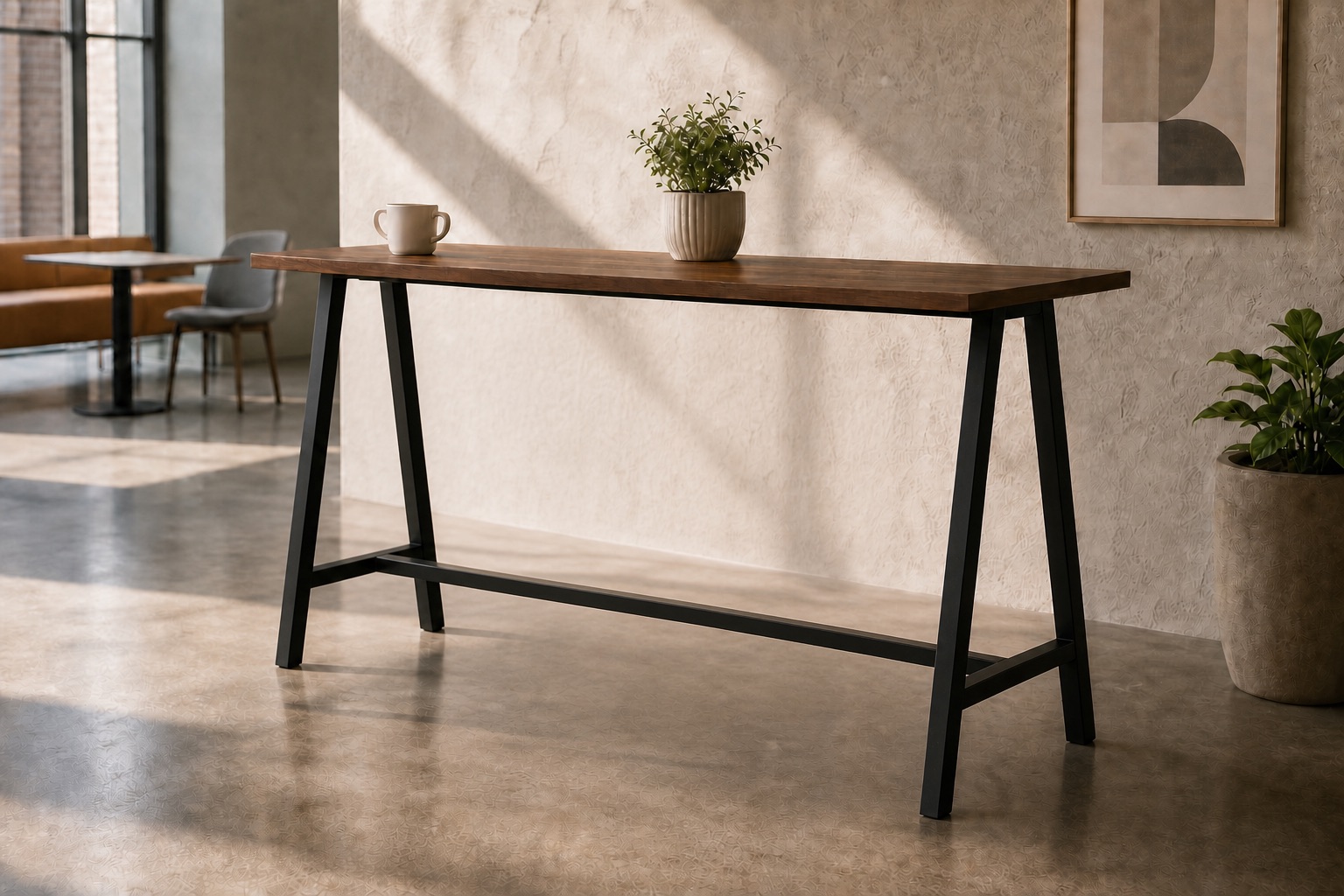 Poseur Table in a warm contemporary interior