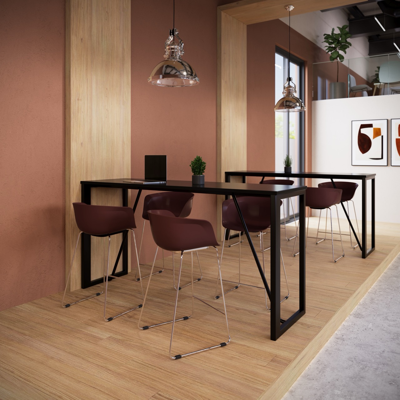 Poseur Table in a warm contemporary interior