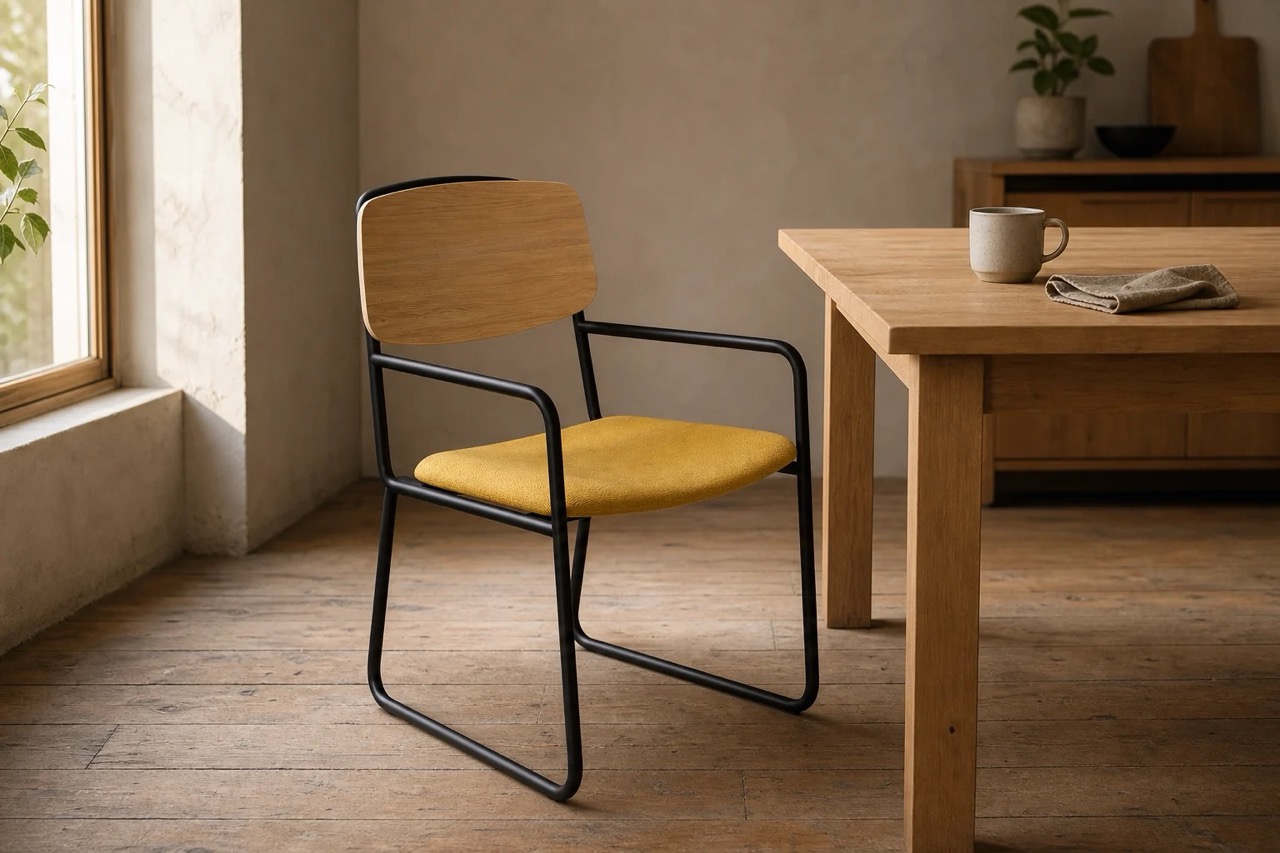 Antalya Arm Chair - Sled in a warm contemporary interior