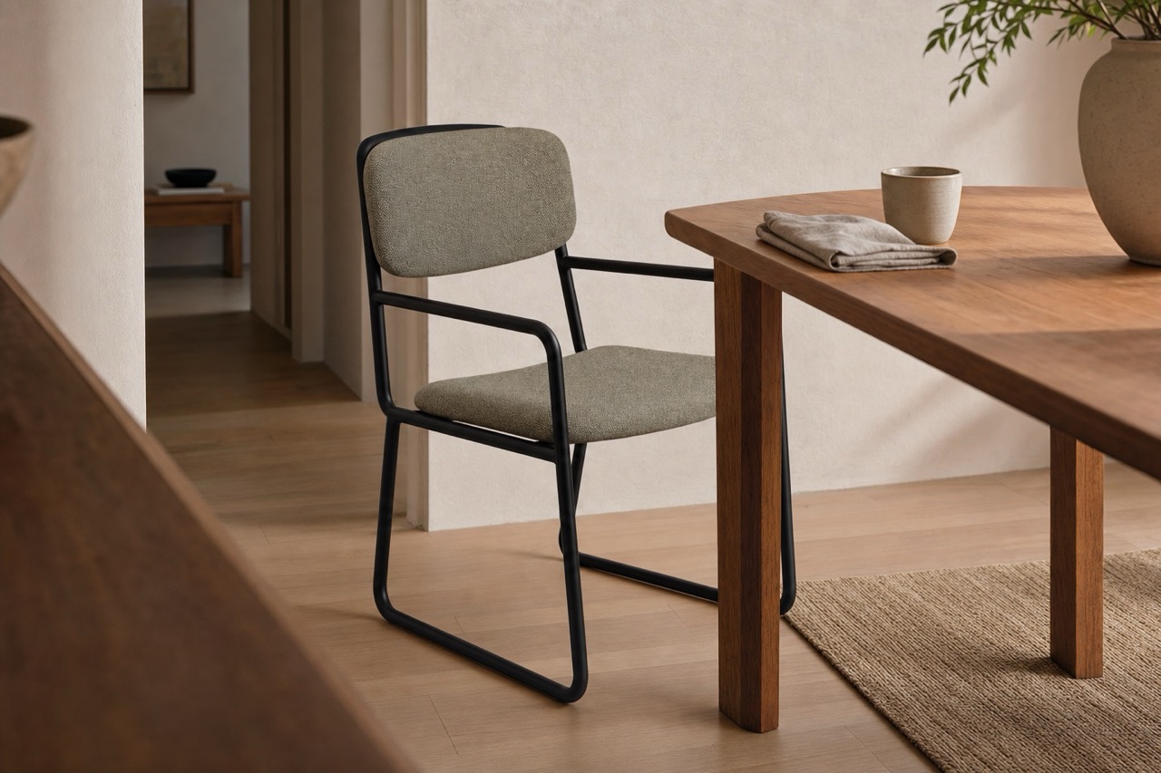 Antalya Arm Chair - Sled in a warm contemporary interior