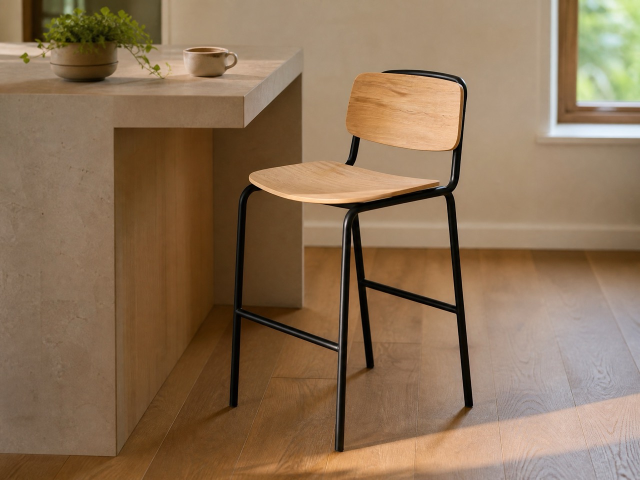 Antalya Bar Stool - 650 in a warm contemporary interior
