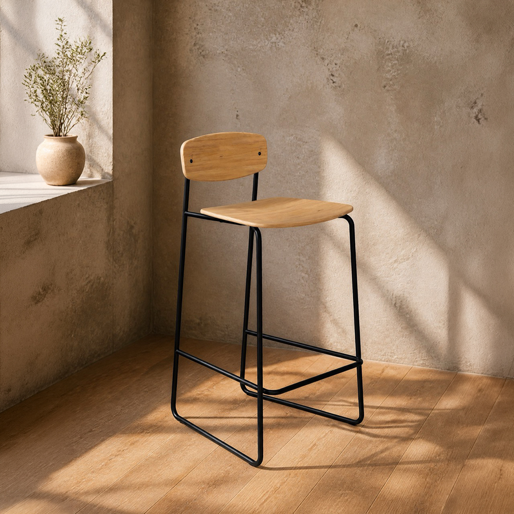 Faye Bar Stool - Sled in a warm contemporary interior