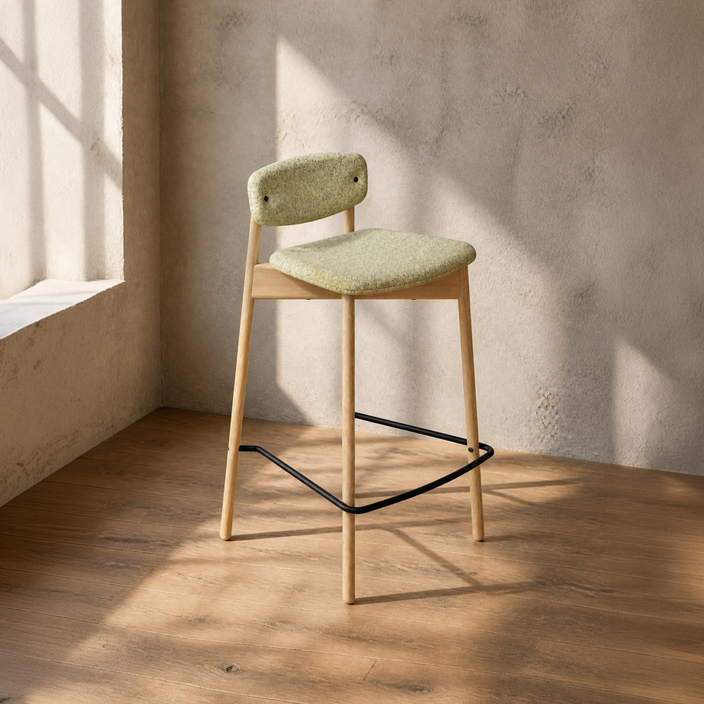 Faye Bar Stool - 4 Leg Wooden in a warm contemporary interior
