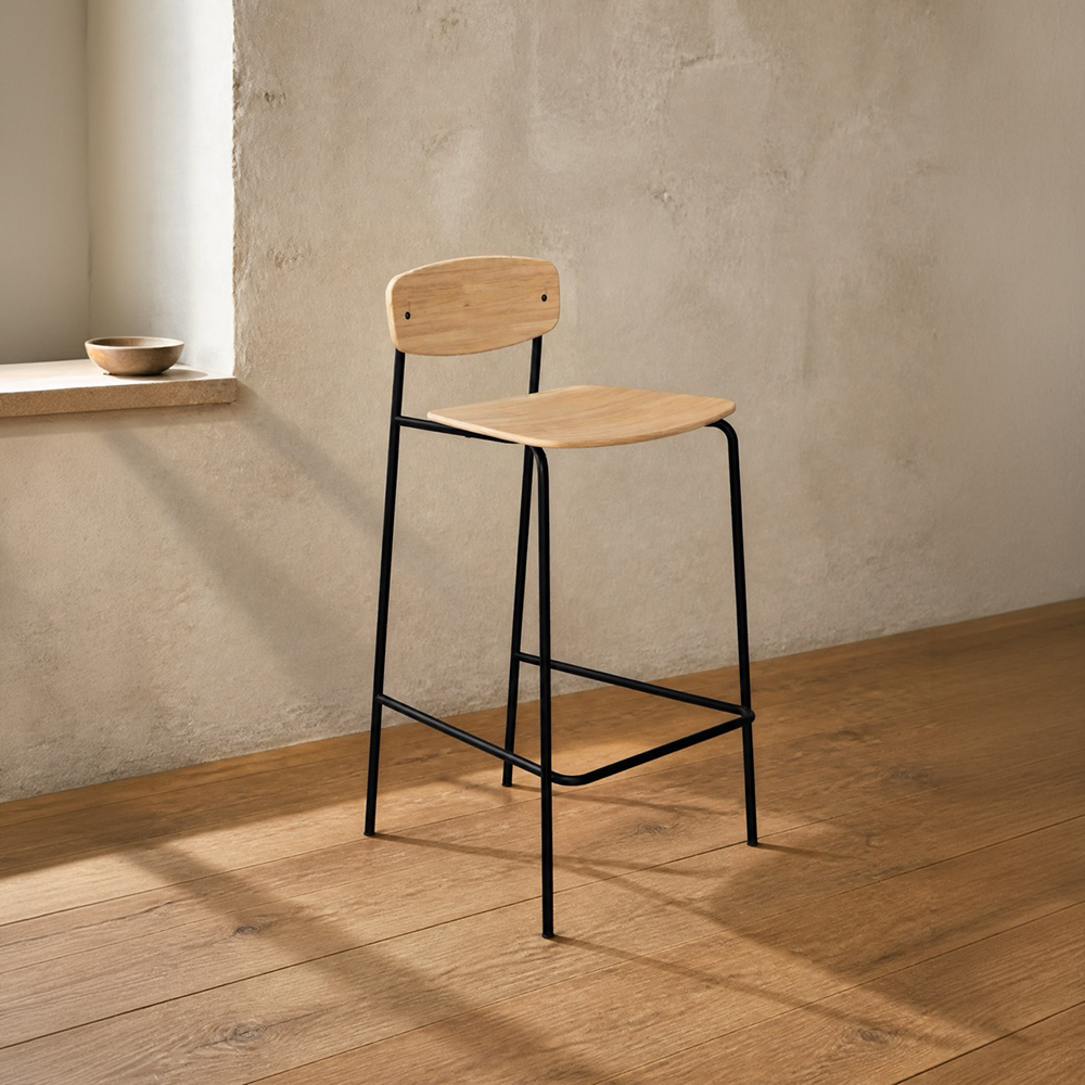 Faye Bar Stool - 4 Leg Metal - 650 in a warm contemporary interior
