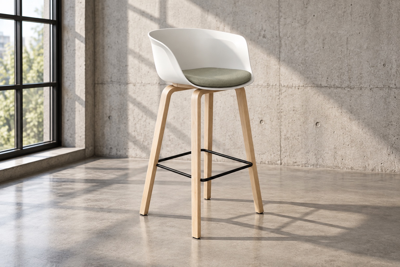 Loria Part-Upholstered Bar Stool - Wooden by ØRN Furniture